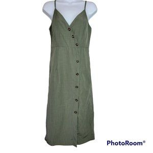 Cupshe Women's S Green Spaghetti Strap Faux Button Down Sun Dress NWT